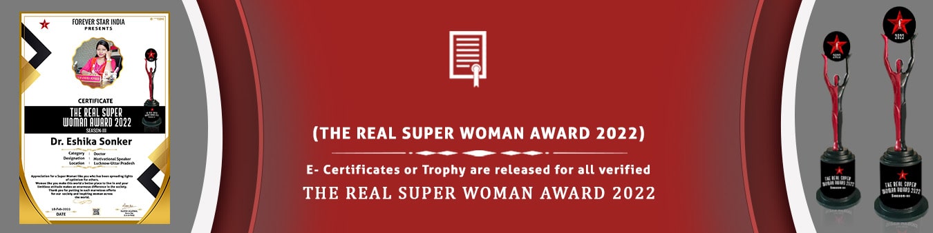 Real Super Woman Award Certificate and Trophy